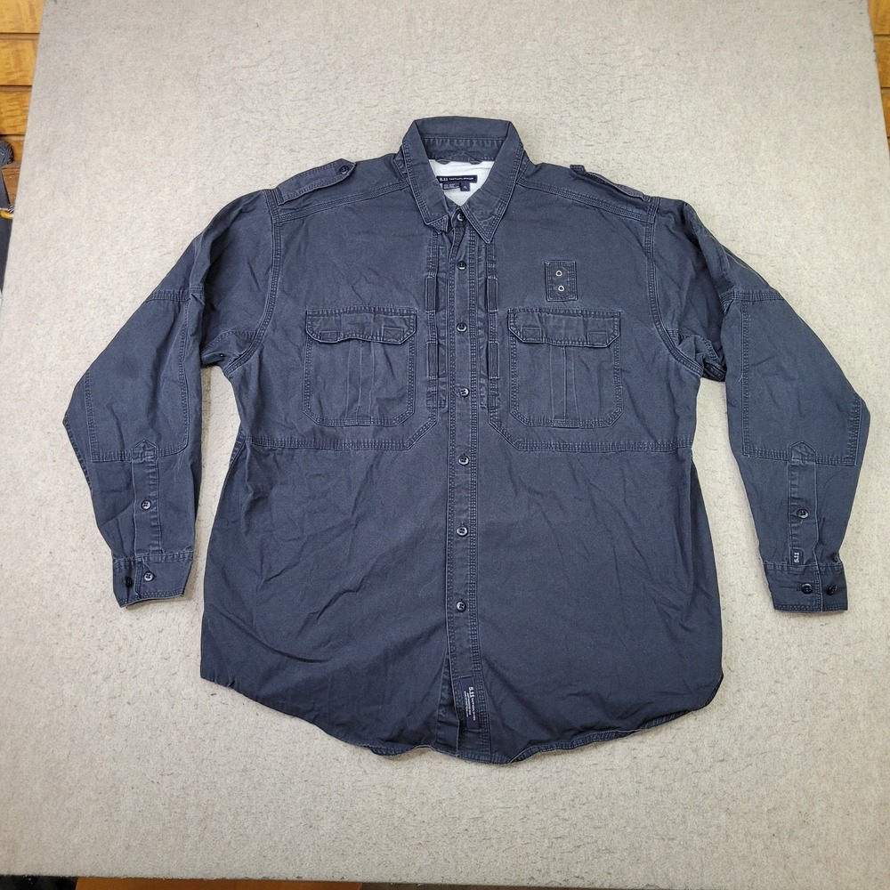 5.11 Tactical Shirt Mens XL Blue Button Up Long Sleeve Badge Holder Vented